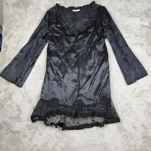 Stella Forest Mini Dress‎ Crochet Trim Black Sz S Babydoll Whimsigoth Fairy Y2K